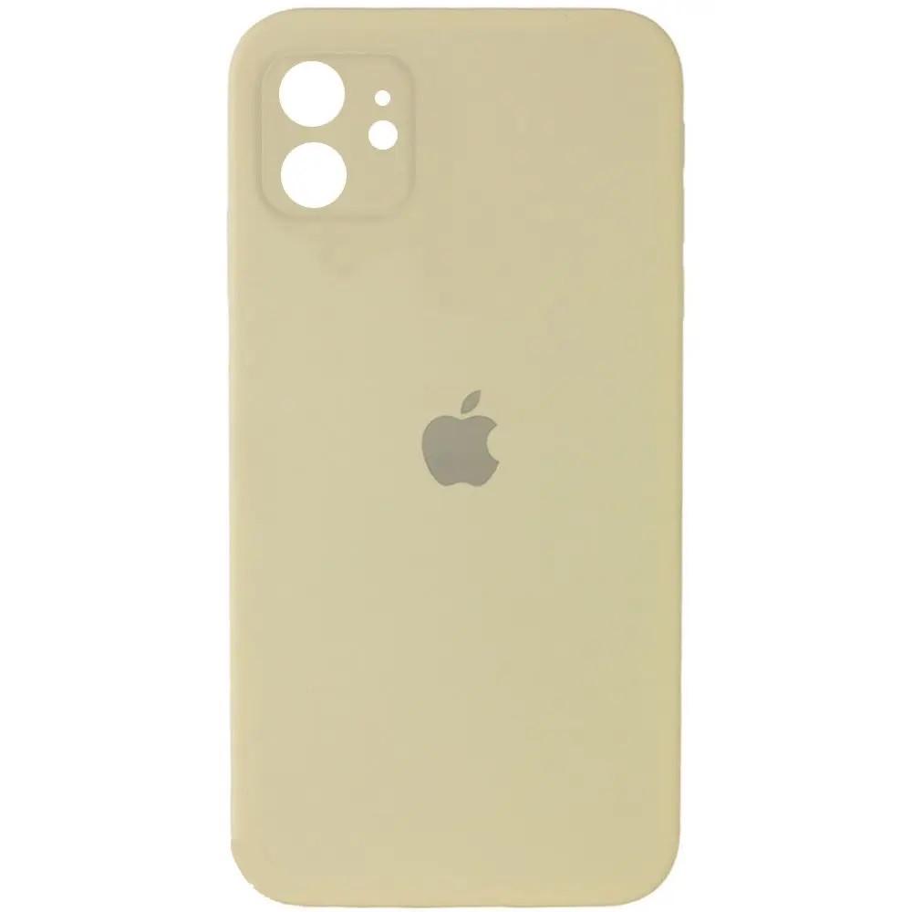 Силіконовий Чохол Накладка з Квадратними Бортиками Silicone Case для iPhone 11 Milk - фото 1