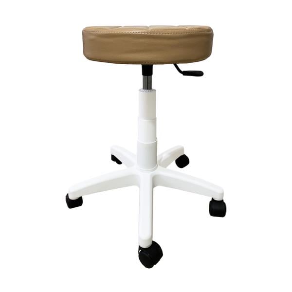 Стілець для майстра без спинки Йола на білій ніжці Бежевий