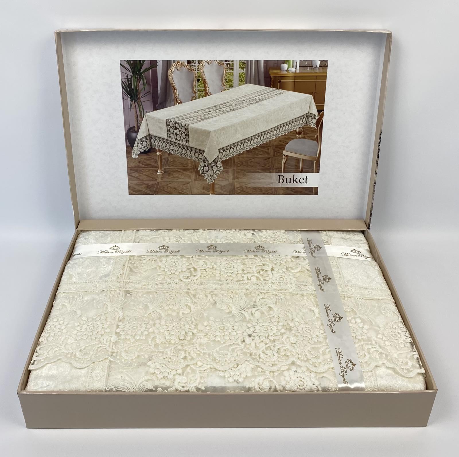 Скатерть велюровая Maison Royale 110x160 см Buket Cream (CN17629)