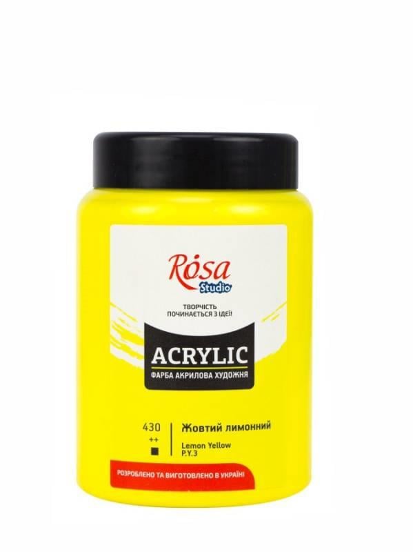 Краска акриловая ROSA Studio 400 мл Желтый лимонный (skl-430)