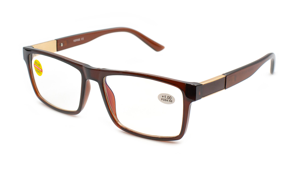 Очки мужские Verse 24022-C2 Blue Blocker диоптрийные компьютерные в пластиковой оправе Коричневый (41500)