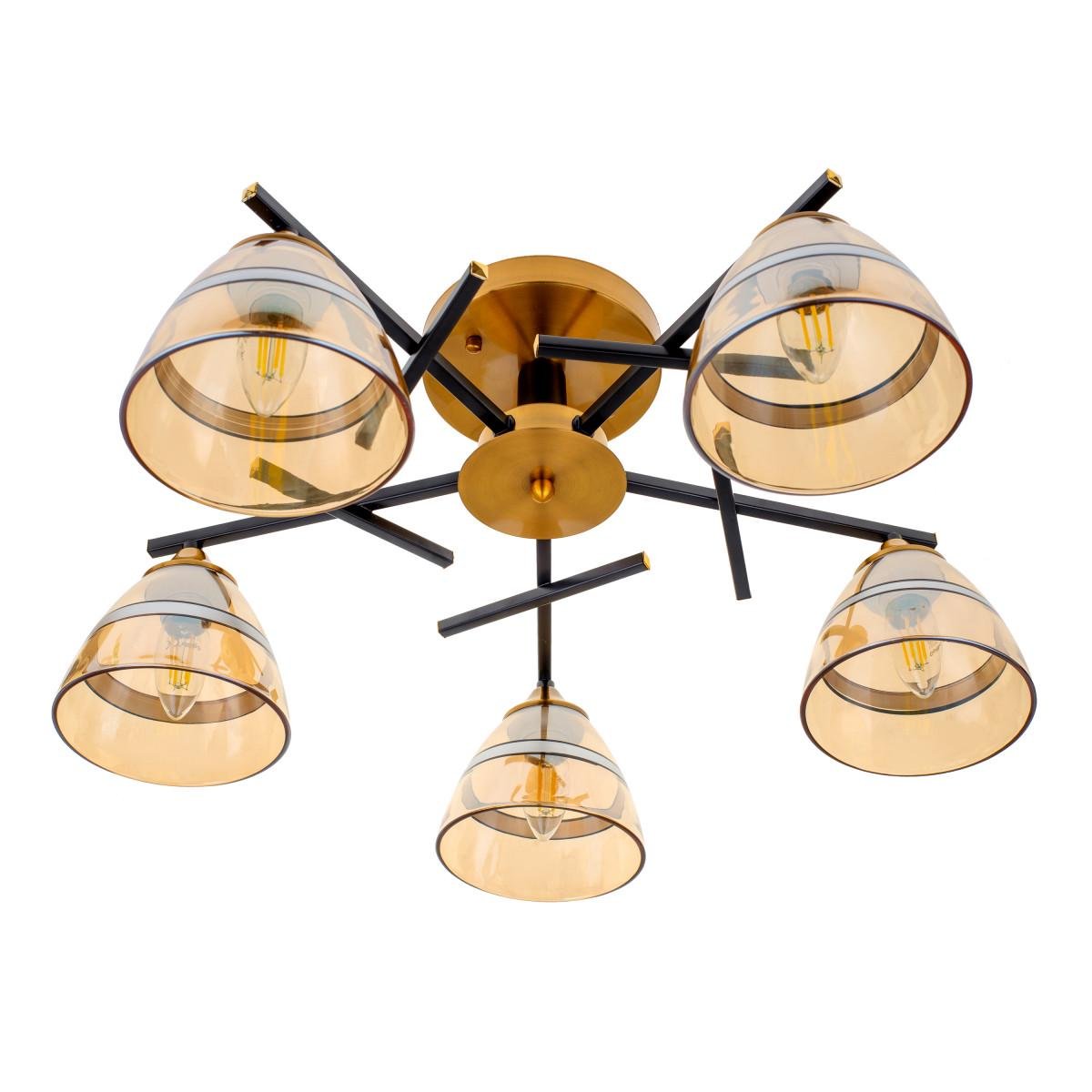 Люстра LK-714S/5 E27 BK+GDB на 5 плафонів Золотий