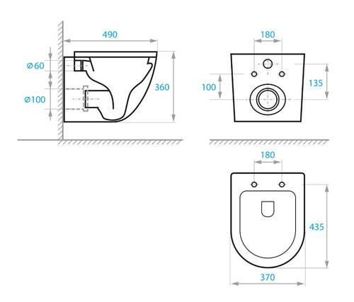 Инсталляция TECE Base c клавишей Хром/подвесной унитаз Koller Pool Round Smart Rimless безободковый (9.400.406/9240701/RN-0490-RW) - фото 6