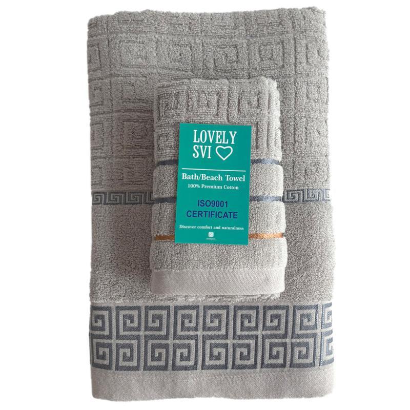 Набор полотенец для ванной Lovely Svi 70х140/34х75 см 2 шт. Версаче Серый (2561097)