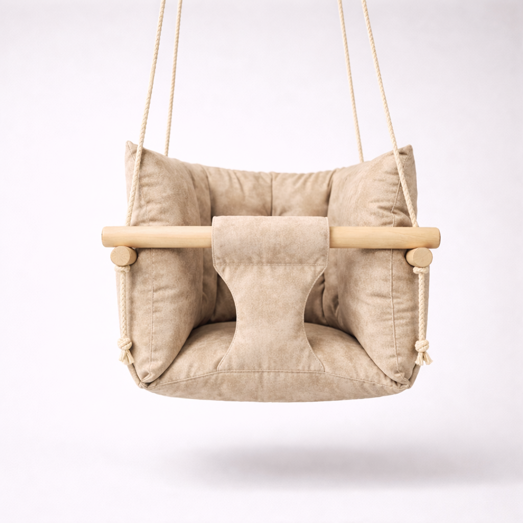 Дитяча гойдалка підвісна Преміум бавовна мармур Бежевий (gs-9195)