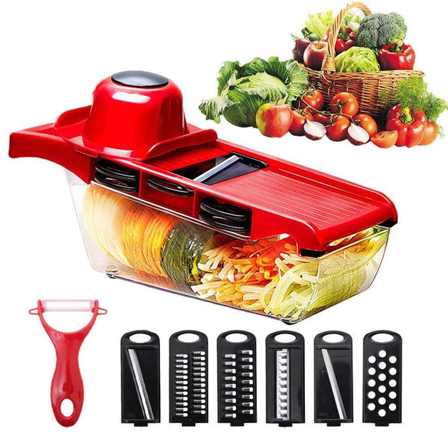 Овощерезка Mandoline Slicer 10в1 Красный (70842) - фото 2 Овощерезка Mandoline Slicer 10в1 Красный (70842) - фото 2