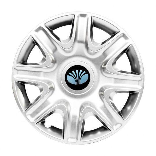 Ковпаки автомобільні SKS 332 R15 з логотипом Daewoo 4 шт. Сріблястий