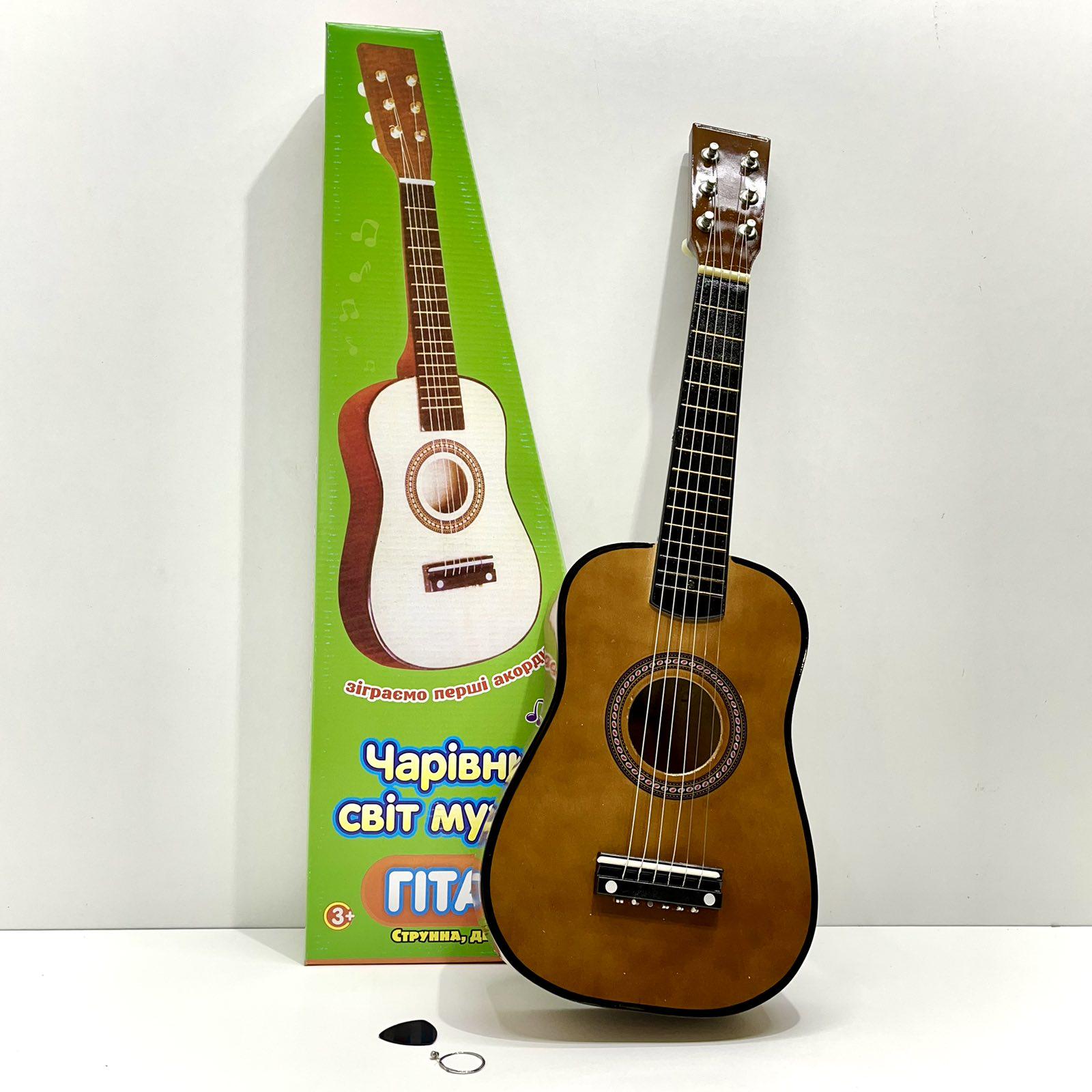 Гитара деревянная детская 6 струн Коричневый (M 1369) - фото 3 Гитара деревянная детская 6 струн Коричневый (M 1369) - фото 3