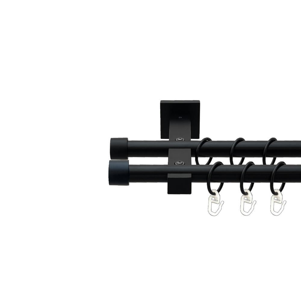 Карниз двухрядный трубчатый Orvit техно заглушка 19/19 мм 320 см Черный бархат (009-2231)