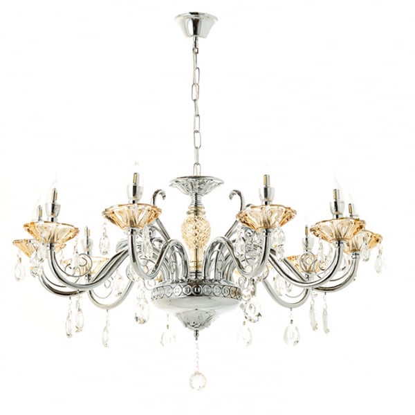 Люстра Flora классическая на 10 ламп Хром (OU096/10)