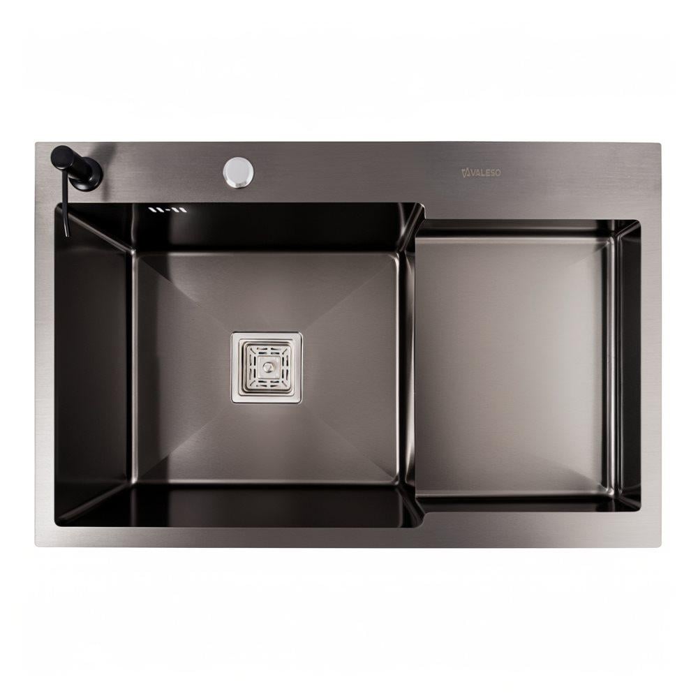 Мийка кухонна Valeso Handmade CM 78х50C L PVD з поглибленою полицею Чорний