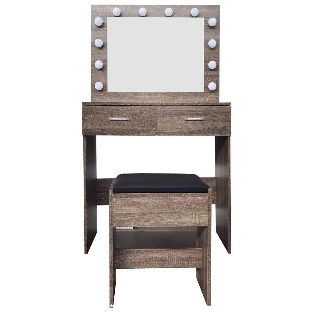 Туалетный столик и табурет Avko ADT 3 Walnut LED подсветка Grey - фото 1 Туалетный столик и табурет Avko ADT 3 Walnut LED подсветка Grey - фото 1