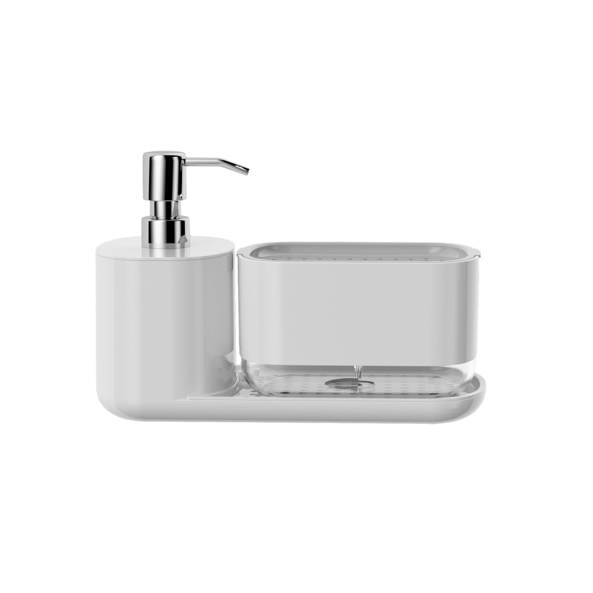 Диспенсер для миючого засобу з підставкою для губки Білий Диспенсер для миючого засобу з підставкою для губки Білий