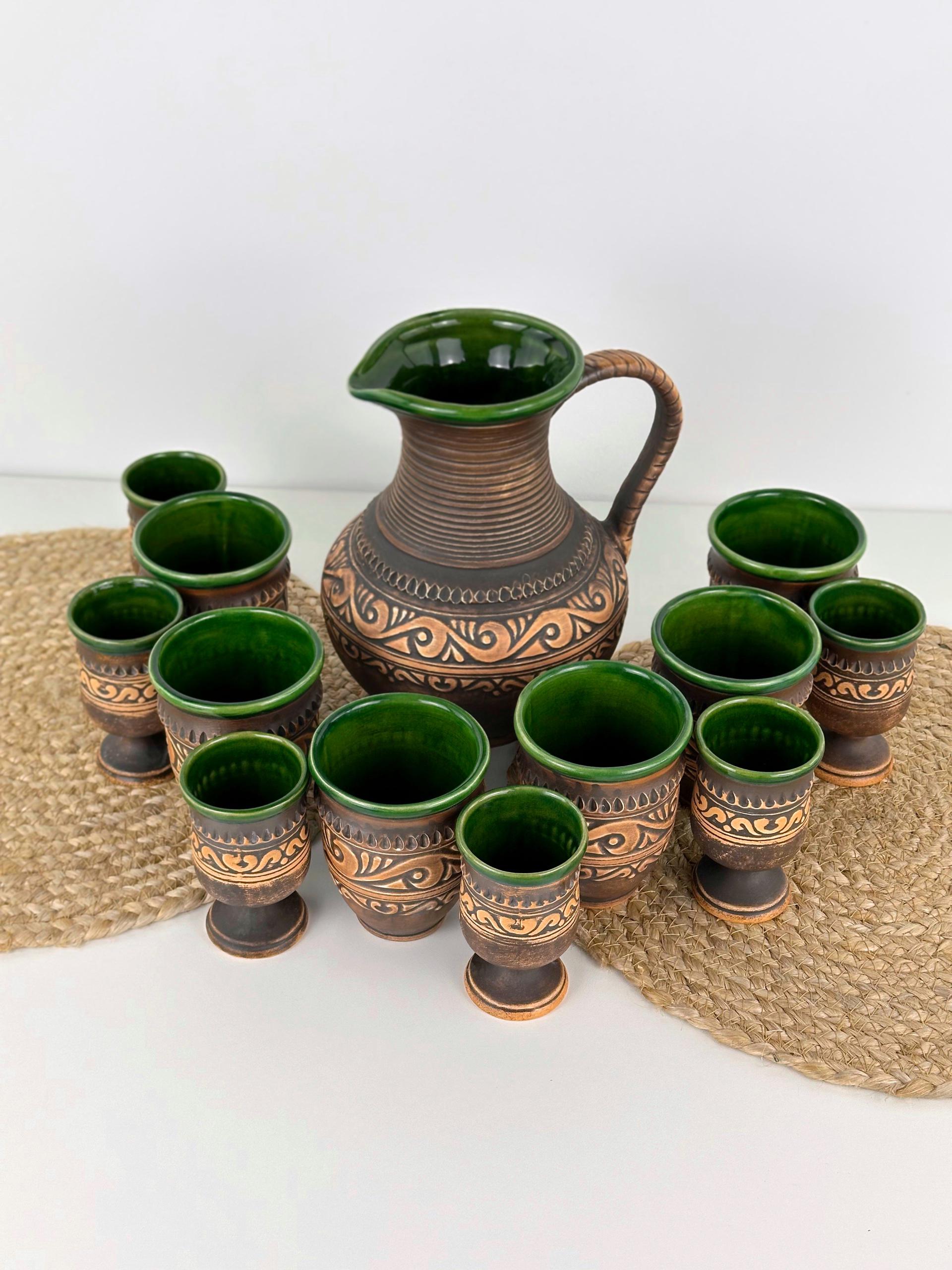 Набір глиняного посуду для напоїв Гражда на 6 чоловік Коричневий (17019-30) Набір глиняного посуду для напоїв Гражда на 6 чоловік Коричневий (17019-30)