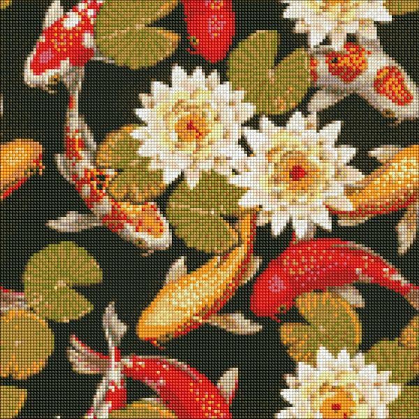 Алмазная мозаика Идейка Радужные карпы 40x40 см (Id-AMO7401)