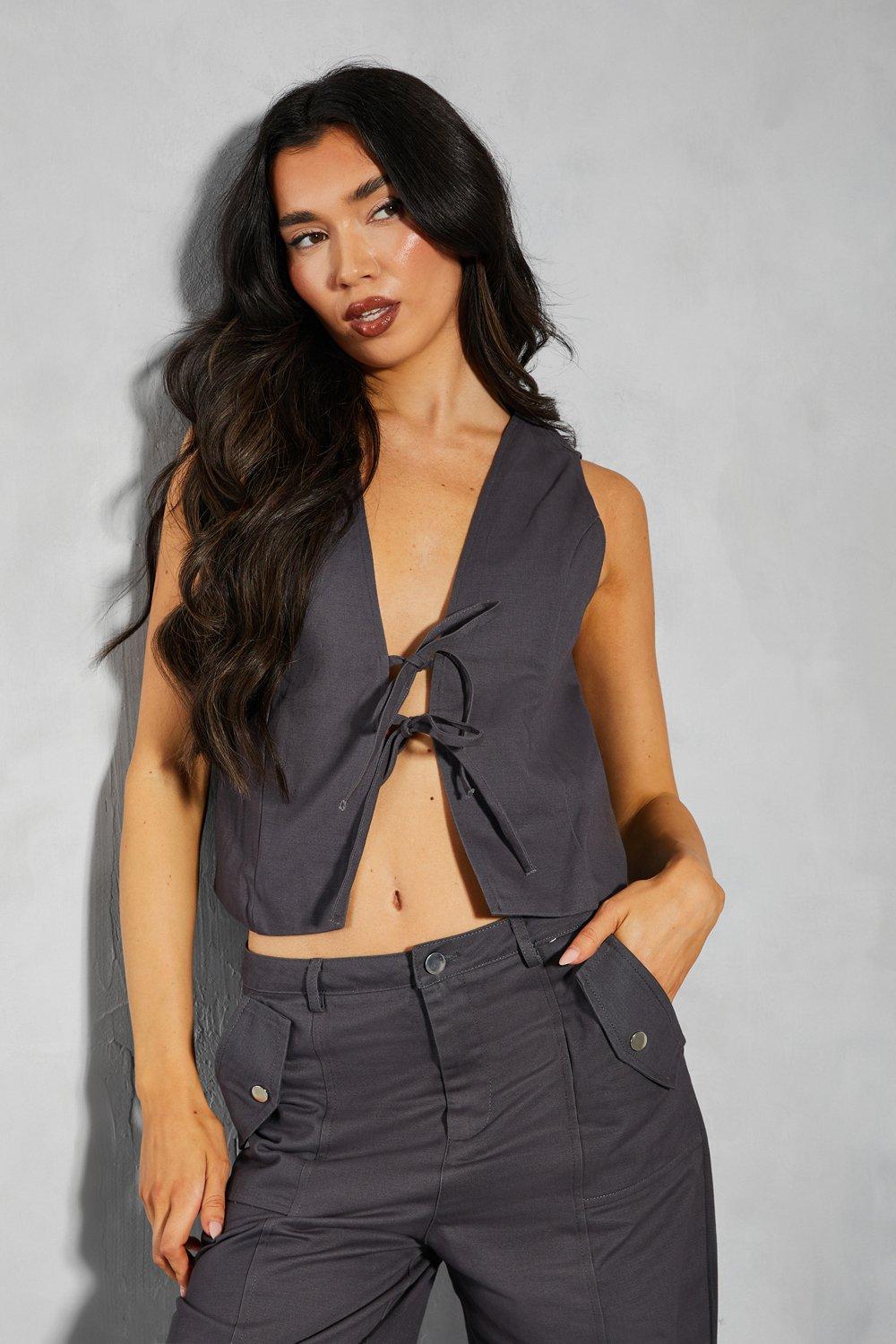 Жилет на зав'язках Мisspap бавовняний Сірий (29464802) - фото 3 Жилет на зав'язках Мisspap бавовняний Сірий (29464802) - фото 3