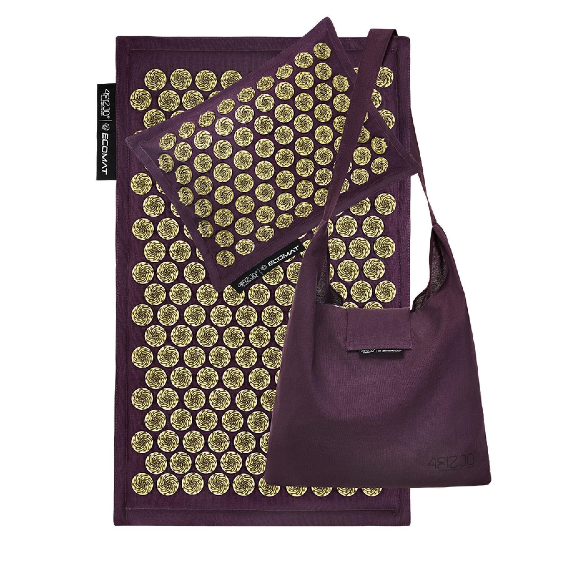 Коврик акупунктурный 4FIZJO Eco Mat Аппликатор Кузнецова с подушкой 68x42 см Wine Red/Gold (25827)