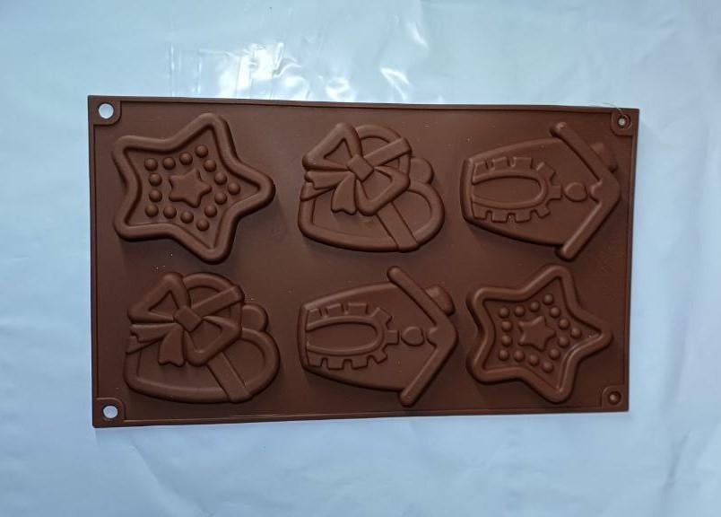 Силиконовая форма Звездочки/Сердечки/Домики Коричневый (00b47fe8)
