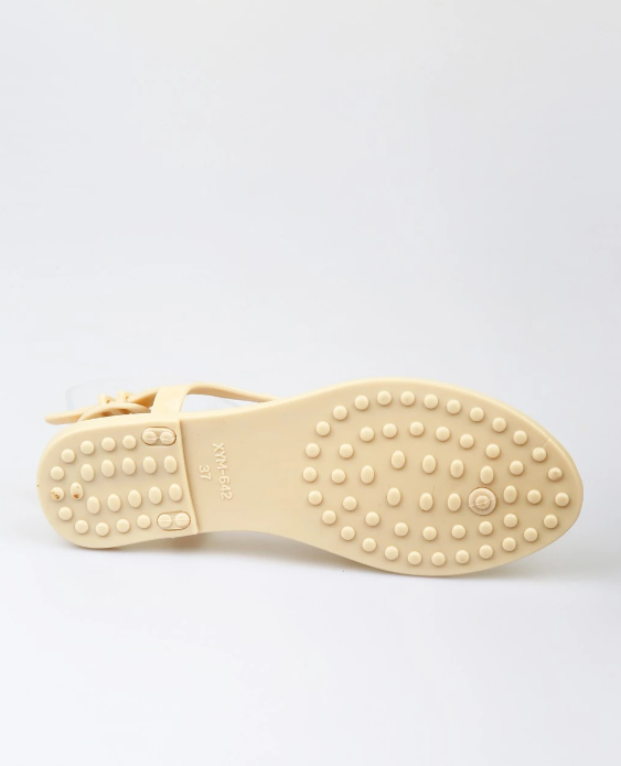 Босоножки шлепанцы женские пляжные р. 39 24,5 см Бежевый с коричневым (KG-7958) - фото 5