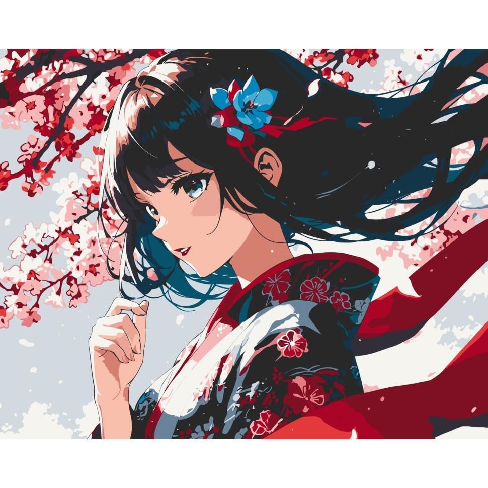 Картина за номерами АРТ-КРАФТ аніме Дівчина з сакурою 40х50 см (16107-AC)