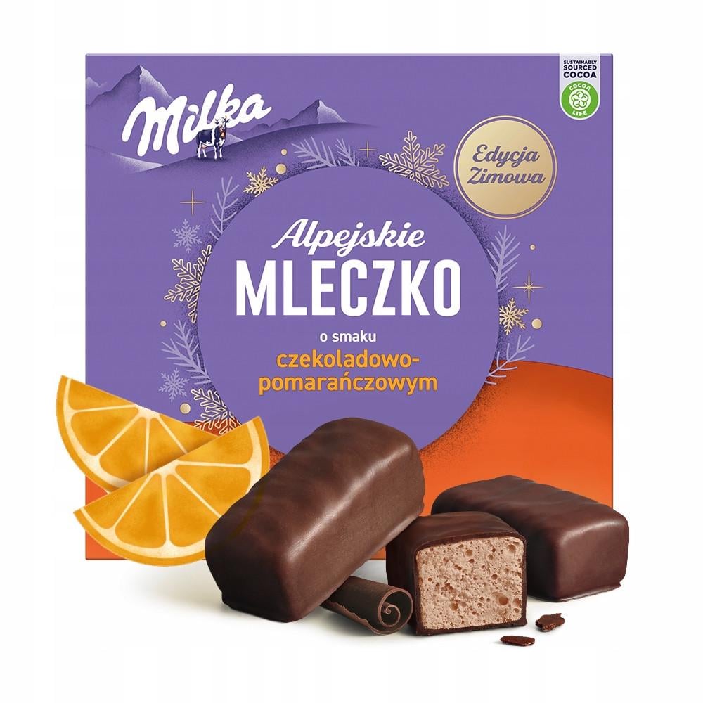 Цукерки Milka Alpejskie Mleczko o smaku czekoladowo-pomaranczowym 330 г