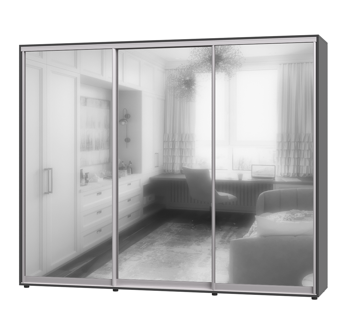 Шафа-купе тридверна Еверест ШК-04 260х60х220 см Антрацит (07292)