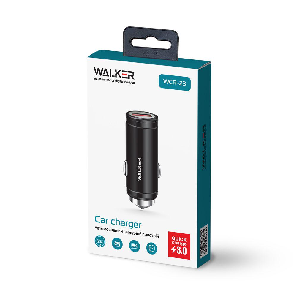 Зарядное устройство автомобильное Walker WCR-23 Qualcomm 1USB QC3.0/2,4A Black - фото 2 Зарядное устройство автомобильное Walker WCR-23 Qualcomm 1USB QC3.0/2,4A Black - фото 2