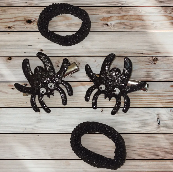 Заколки на Хелловін з резинками з Павуками One size Чорний (703069) Заколки на Хелловін з резинками з Павуками One size Чорний (703069)