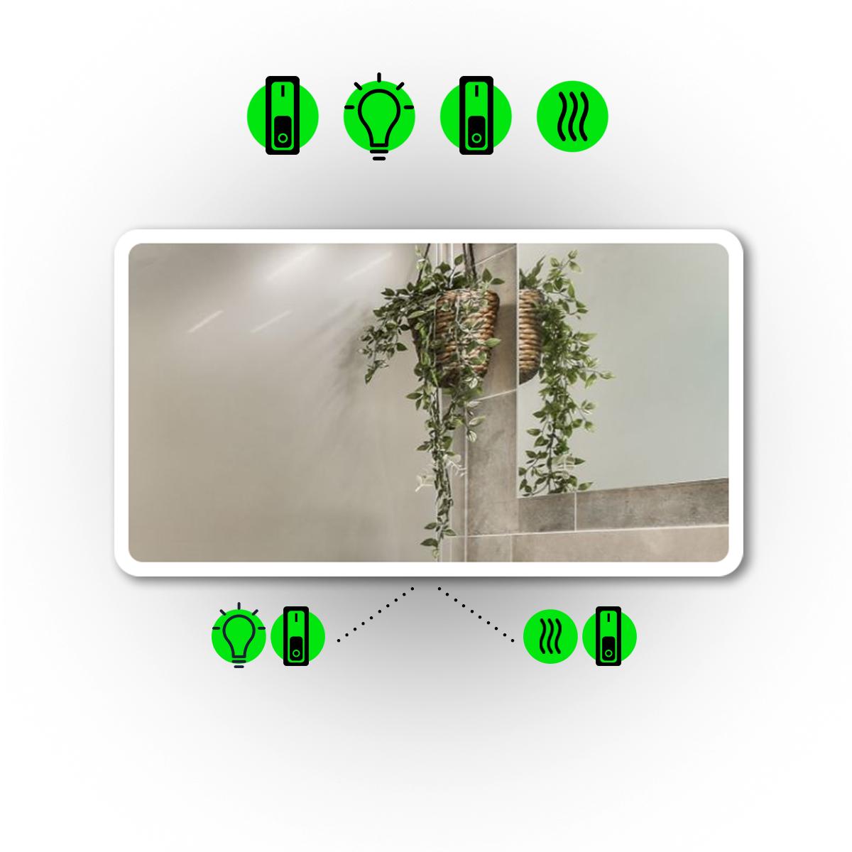 Дзеркало з LED підсвіткою Ahana з двома механічними вмикачами та підігрівом 70x60 см (Ahana/700x600/9191/2/1)