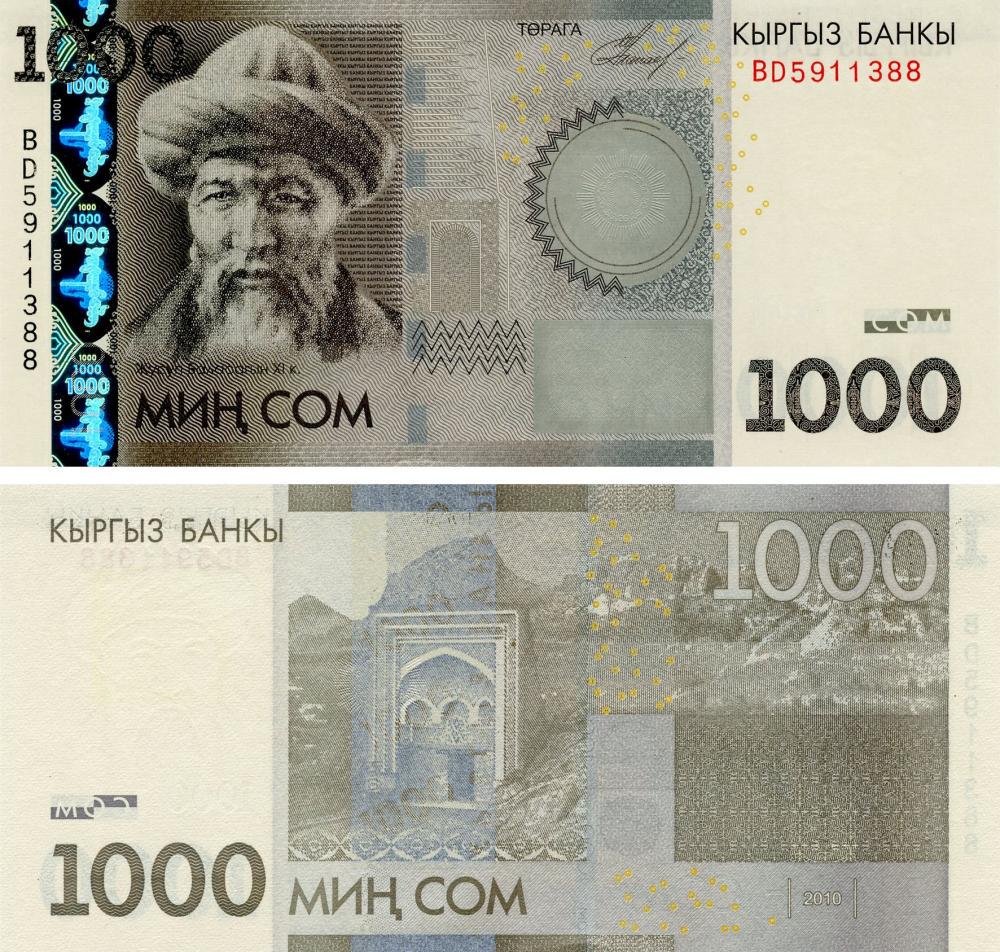 Коллекционная банкнота Киргизия 1000 сом 2010 UNC P29a (Б15923)