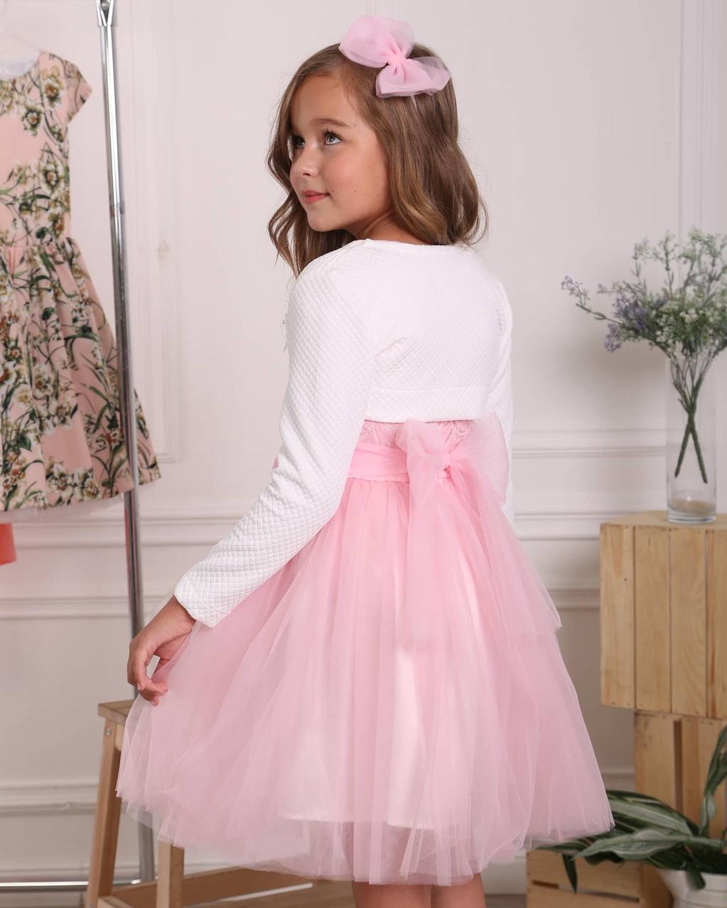 Платье праздничное для девочки с болеро 128 см Розовый - фото 3