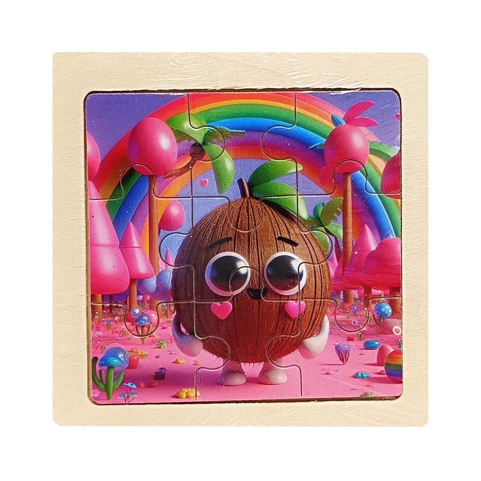 Пазл-вкладиш дерев'яний дитячий Веселий кокос MD 1506-12 9 ел. (RLT52752)