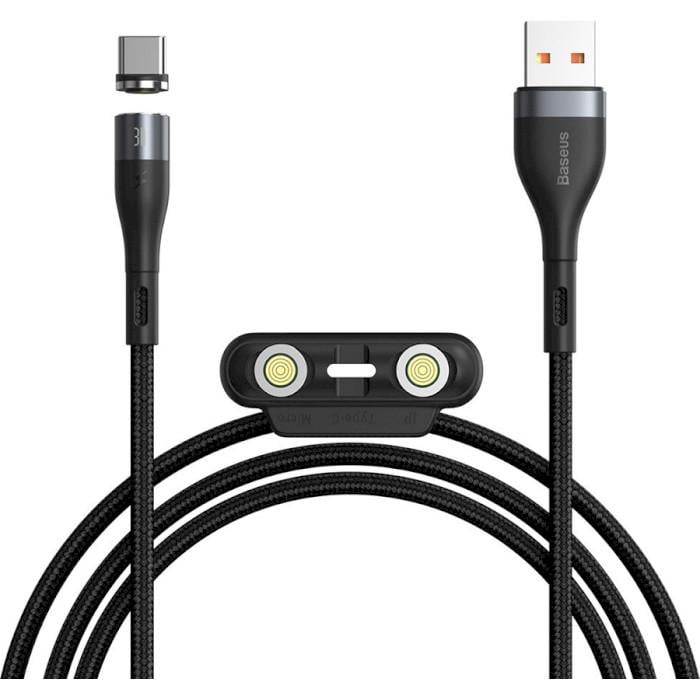 Кабель Baseus Zinc Magnetic Safe Fast Charging Data Cable USB to M+L+C 3A 1 м Gray/Black