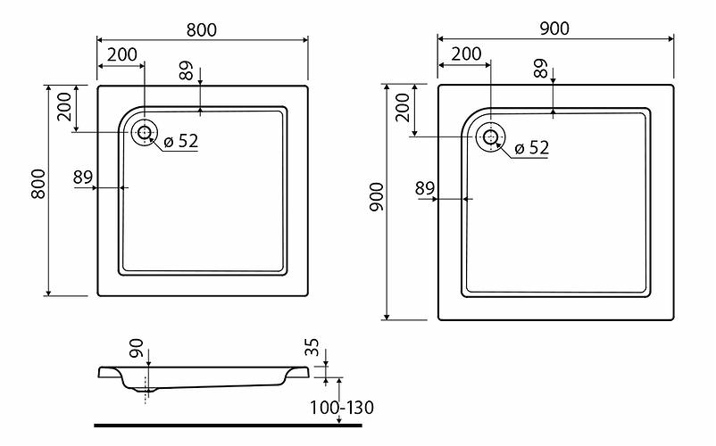 Поддон для душа Kolo Standard Plus XBK1590000 квадратный акриловый 90x90x13,5 см (88433) - фото 2