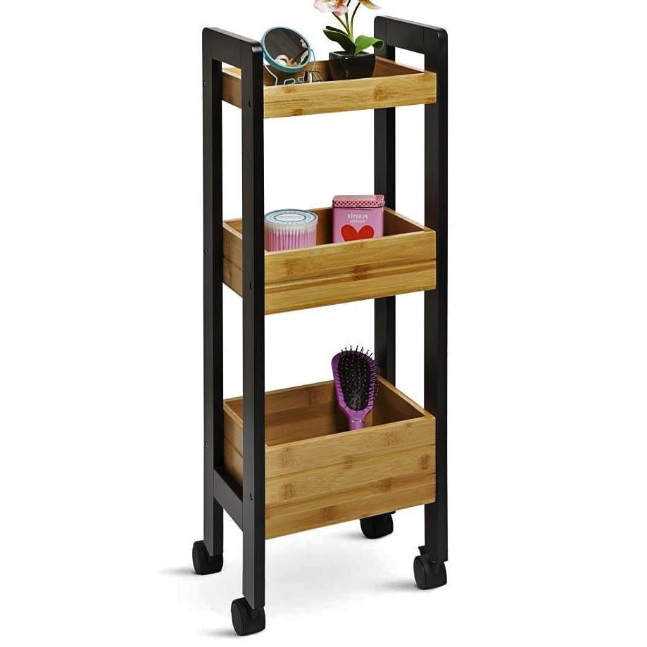 Этажерка для ванной из дерева на колесиках Вижн Венге/Сиена (АБТ-00881205)