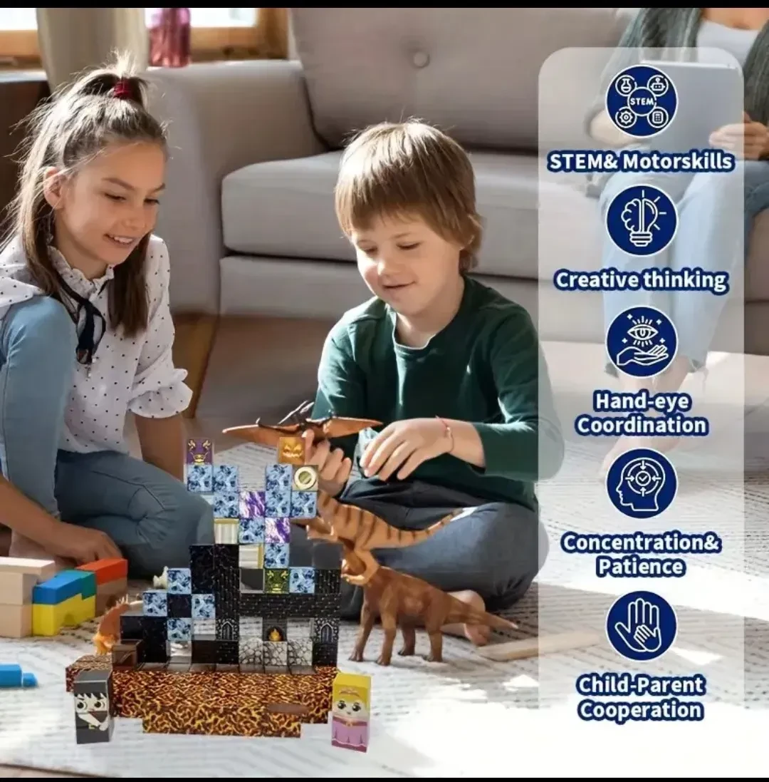 Конструктор магнитный Майнкрафт Портал в подземелье 108 кубиков - фото 3