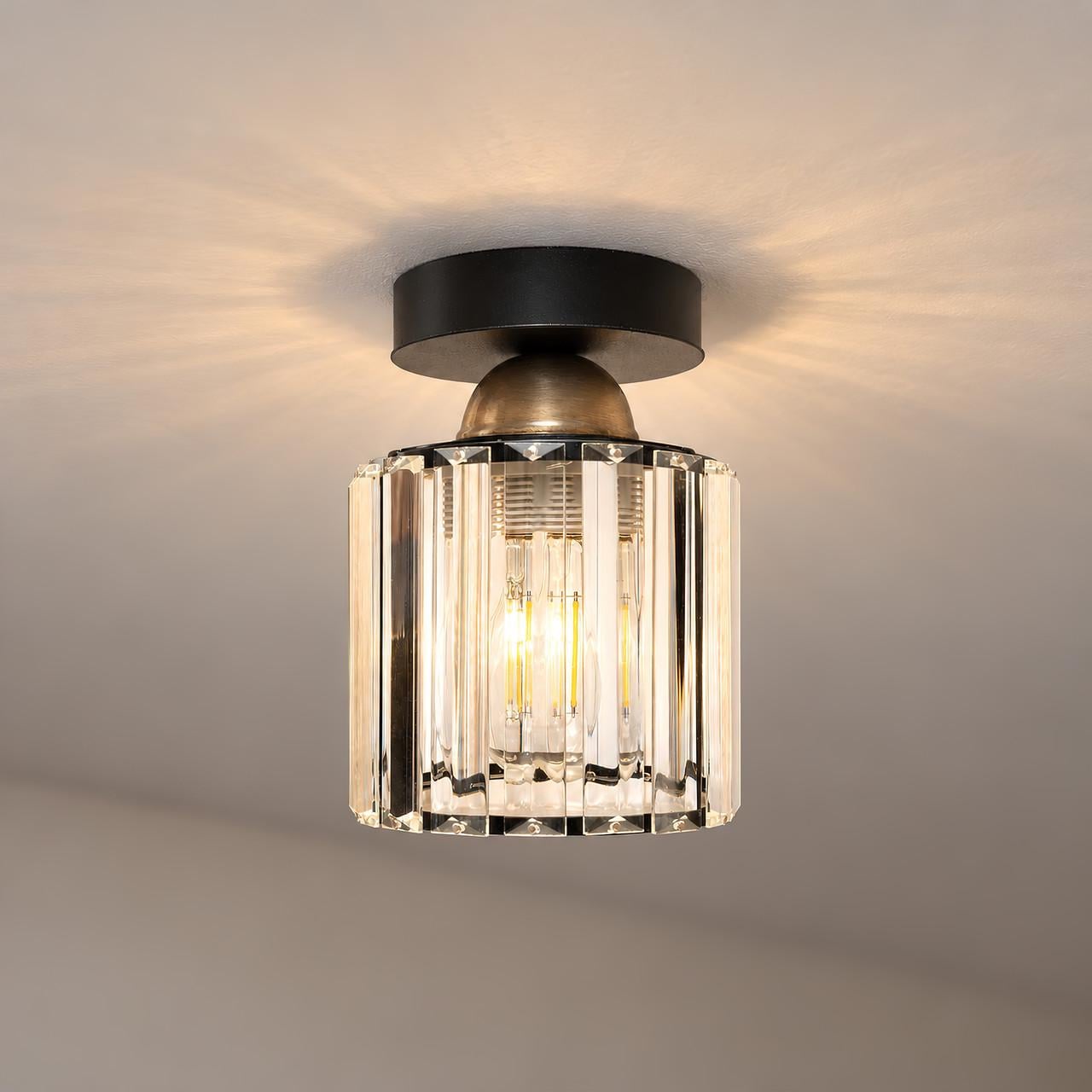 Потолочный светильник MSK ELECTRIC Brillante со стеклянным плафоном под лампу Е27 Черный (NL 121250 BK)