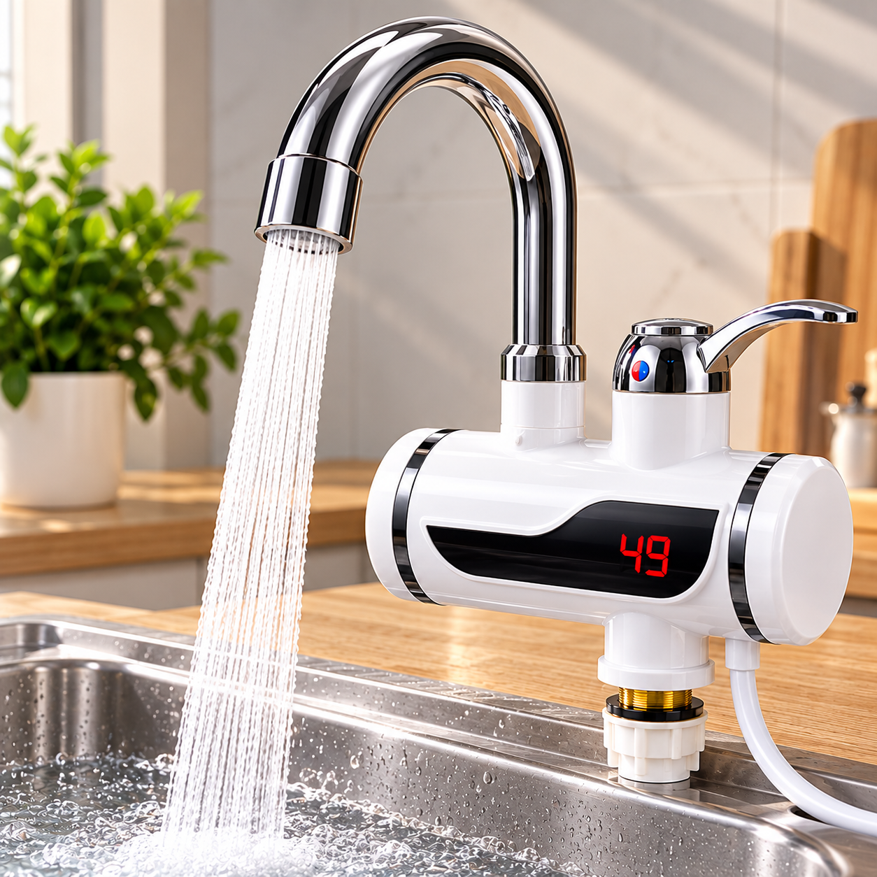 Проточный водонагреватель 3 кВт с LCD-дисплеем кран с подогревом воды (3213430700) Проточный водонагреватель 3 кВт с LCD-дисплеем кран с подогревом воды (3213430700)