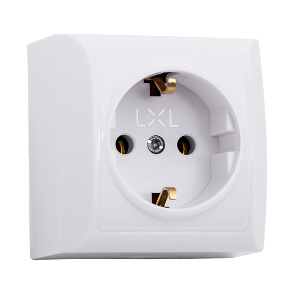 Розетка одинарная LXL TERRA с заземлением Белый (50)