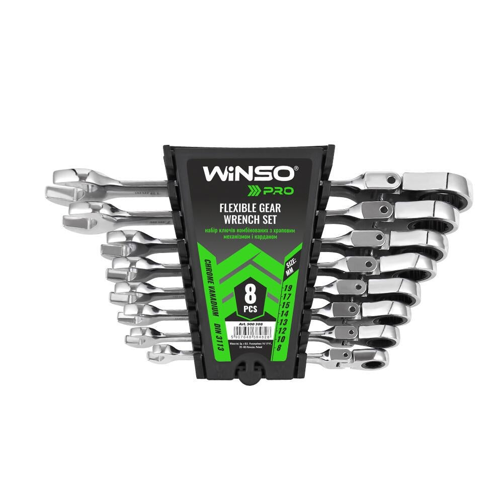 Набір ключів WINSO PRO з тріскачкою та карданом CR-V 900308 8 шт. (179471)