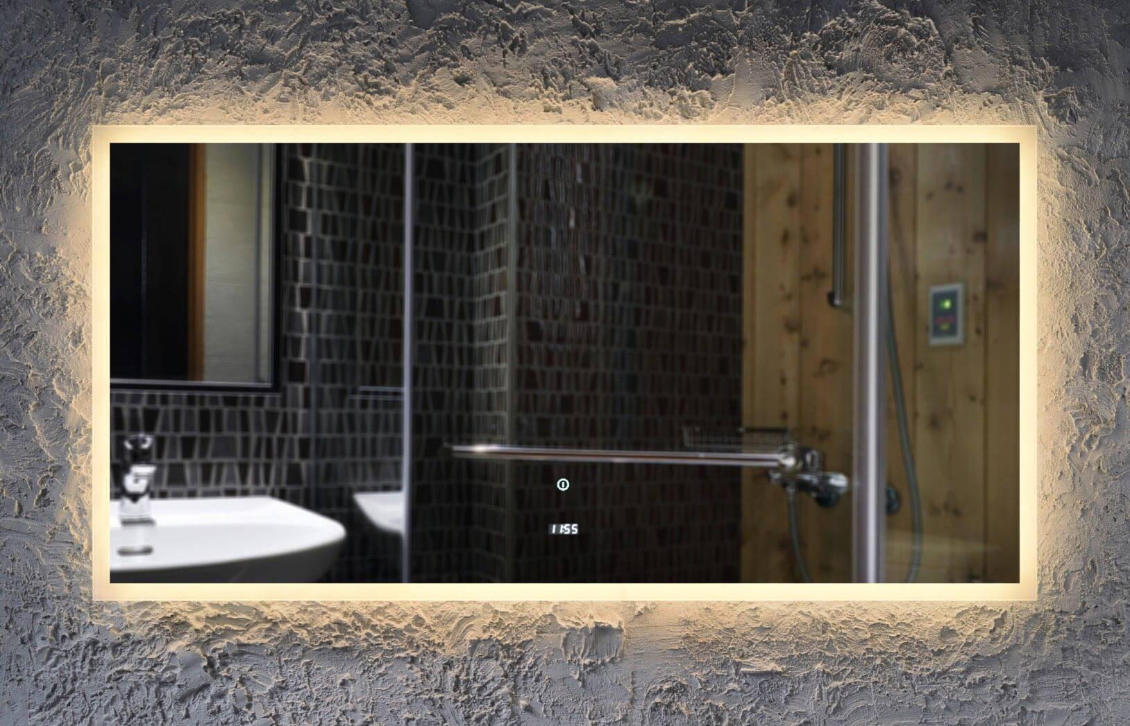 Зеркало Dim Dzerkal LANO с LED-подсветкой/часами/сенсорным управлением 80х60 см (11620)