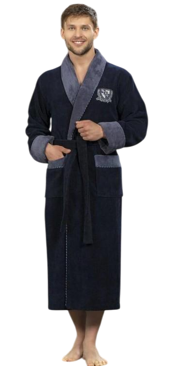 Халат мужской Nusa 1140-1 хлопок/бамбук XXXXL Синий (2000022279938)