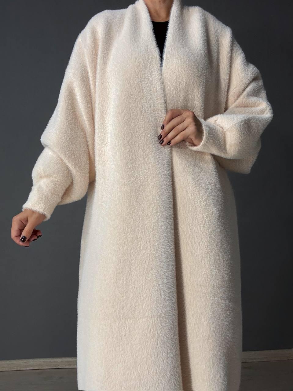 Кардиган жіночий Fancy Matinee 30740 ангора довгий з кишенями OS Молочний (4872) - фото 7