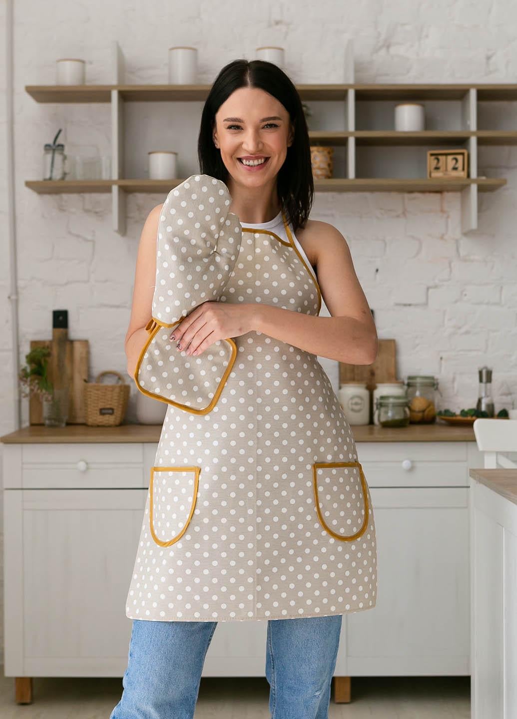 Кухонный набор водоотталкивающий Горошек бежевый 3 шт. (гбжкнв)