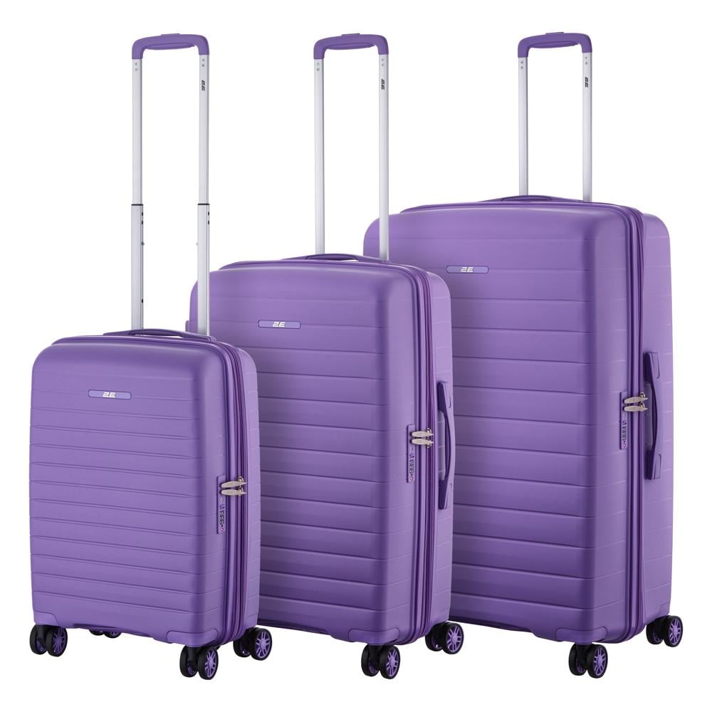 Набор чемоданов дорожных 2E Aero полипропилен замок TSA с 4 колесами S/M/L Лавандовый (2E-SPP-AERO-SET3-LV) - фото 2 Набор чемоданов дорожных 2E Aero полипропилен замок TSA с 4 колесами S/M/L Лавандовый (2E-SPP-AERO-SET3-LV) - фото 2