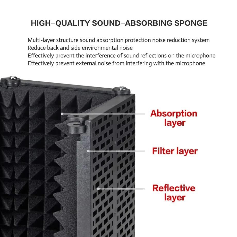 Акустический экран для микрофона 3 секции 41х26 см (111373) - фото 10 Акустический экран для микрофона 3 секции 41х26 см (111373) - фото 10