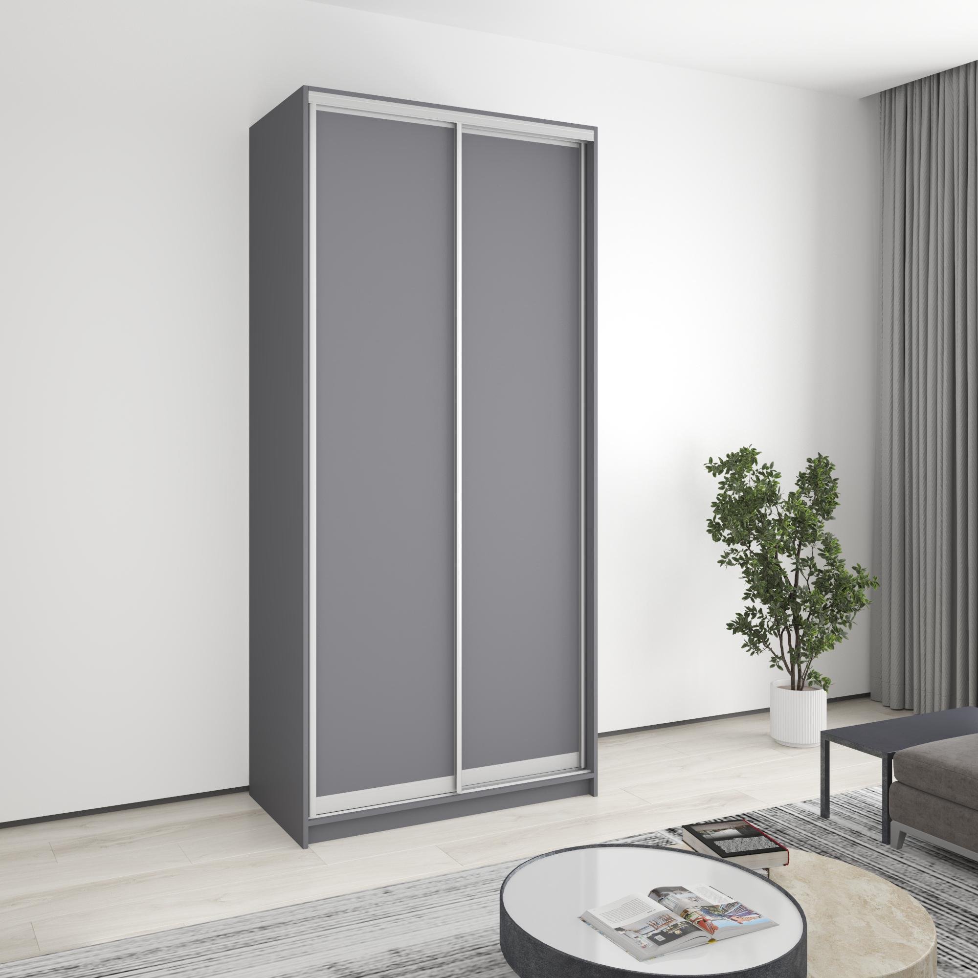 Шкаф-купе двухдверный MebelStar Стандарт AL 2 ДСП 110x45x240 см Антрацит (MBS-3547)