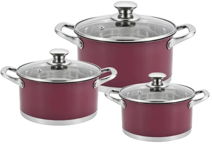Набор кастрюль Magio MG-1202 нержавеющая сталь 6 пр. Бордовый (2728386768)