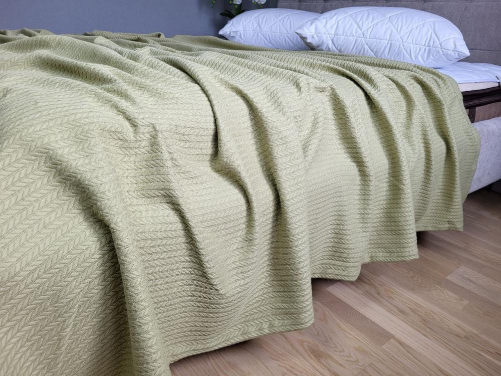 Покрывало Пике Косичка 140x220 см Нежная оливка (11216) - фото 2 Покрывало Пике Косичка 140x220 см Нежная оливка (11216) - фото 2