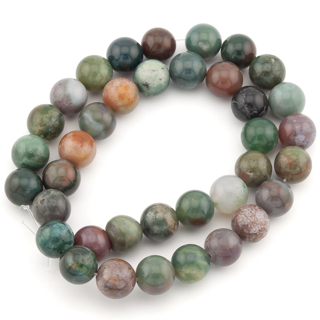 Бусины Яшма зеленая из натурального камня 10 мм 37 см 1 шт. (НК1020ш85)